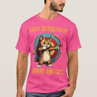 Easily Distracted By Archery And Cats Funny Cat Pa T-Shirt