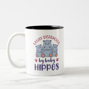 Easily Distracted by Baby Hippos Two-Tone Coffee Mug