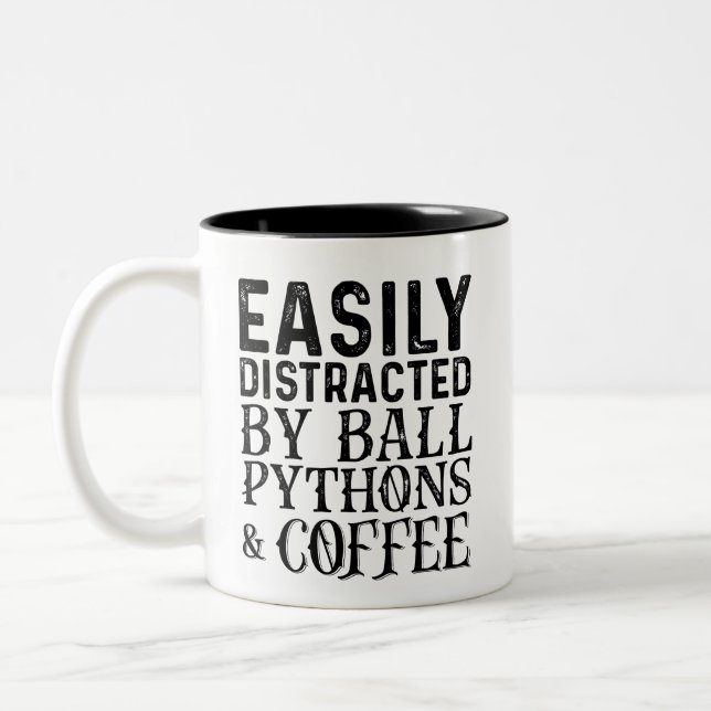 Easily Distracted By Ball Pythons And Coffee Two-Tone Coffee Mug (Left)