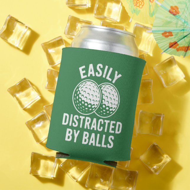 Easily Distracted by Balls Funny Golf Ball Golfer Can Cooler (In Situ Summer)