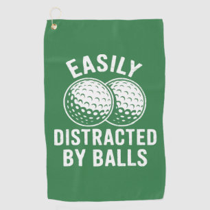 Easily Distracted by Balls Funny Golf Ball Golfer Towel