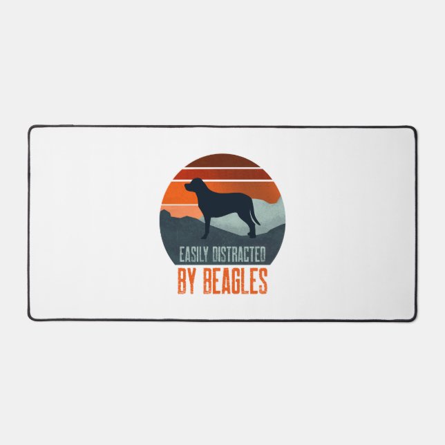 Easily Distracted By Beagles Dog Walking Desk Mat (Front)