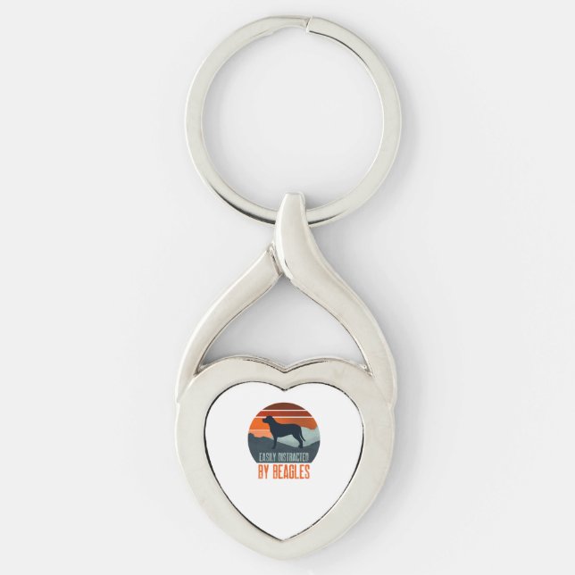Easily Distracted By Beagles Dog Walking Key Ring (Front)