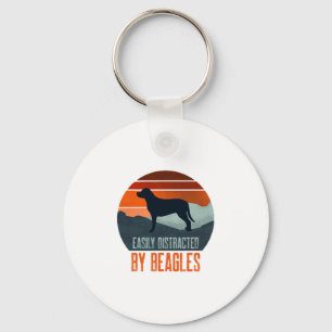 Easily Distracted By Beagles Dog Walking Key Ring