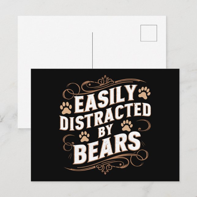Easily Distracted By Bears Gay Bear Pride  Postcard (Front/Back)