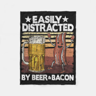 Easily Distracted By Beer &amp; Bacon Pork Meat Gr Fleece Blanket