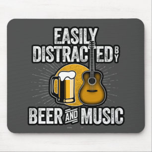 Easily Distracted by Beer and Music Mouse Pad
