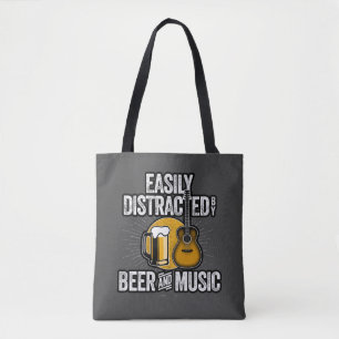 Easily Distracted by Beer and Music Tote Bag