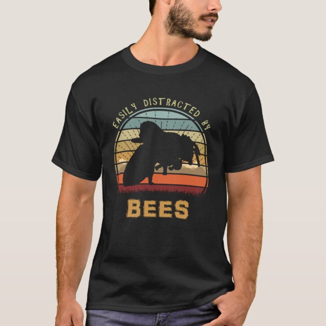 Easily Distracted By Bees Cool Sunset Nature T-Shirt (Front)