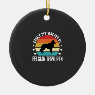 Easily Distracted By Belgian Tervuren Dog Ceramic Tree Decoration