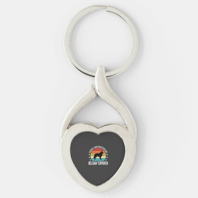 Easily Distracted By Belgian Tervuren Dog Key Ring (Front)