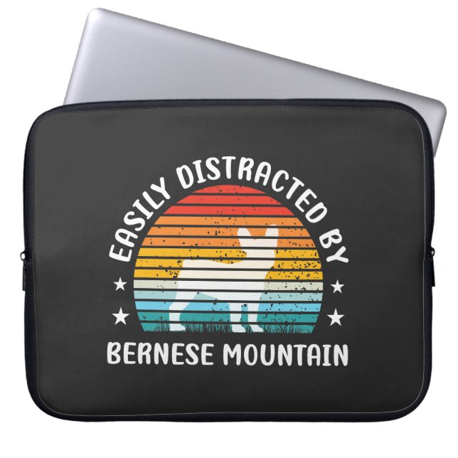 Easily distracted by Bernese Mountain dog, Bernese Laptop Sleeve (Front)