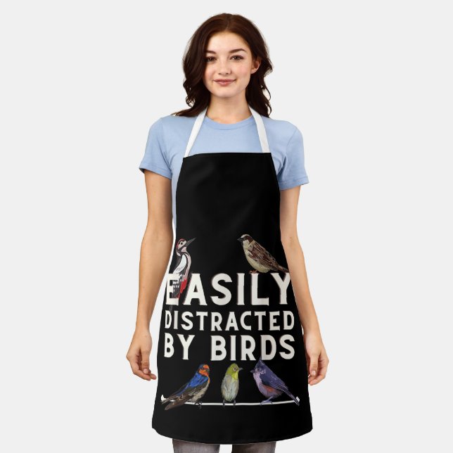 Easily Distracted By Birds Funny Bird Lover & Bird Apron (Worn)