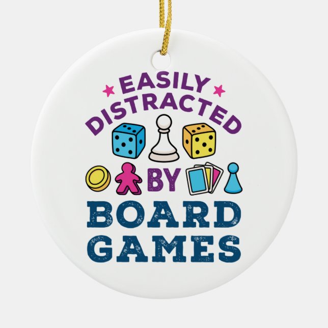Easily Distracted by Board Games Game Lover Ceramic Tree Decoration (Front)