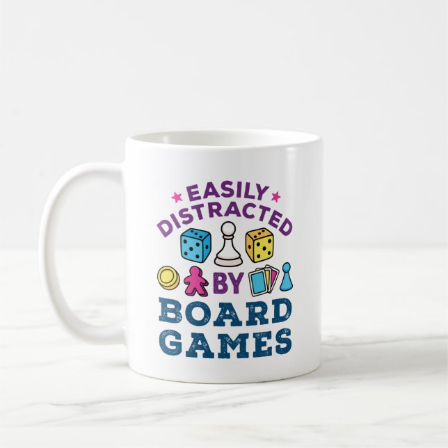 Easily Distracted by Board Games Game Lover Coffee Mug (Left)