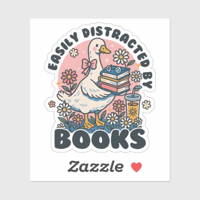 Easily Distracted by Books Cute Goose Bookworm (Sheet)