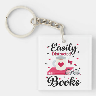 Easily Distracted by Books Key Ring
