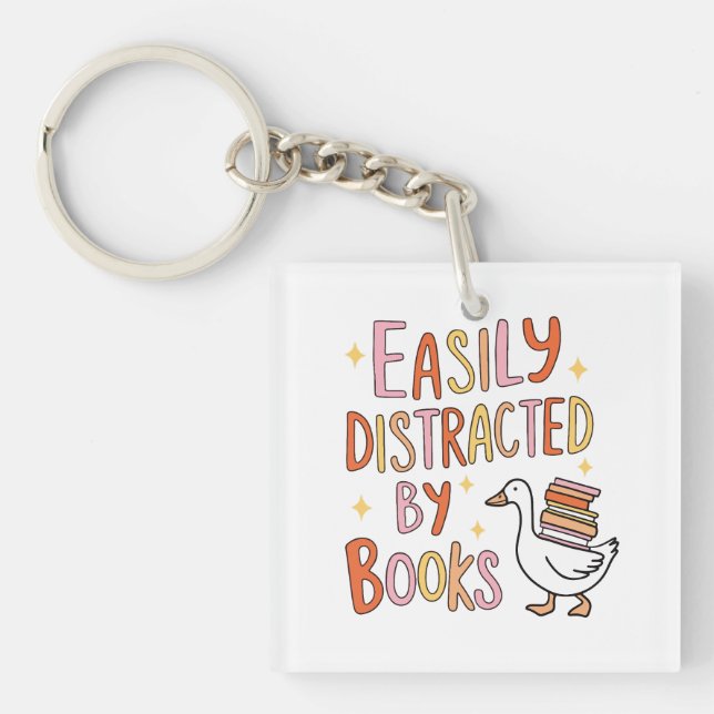 Easily distracted by books  key ring (Front)