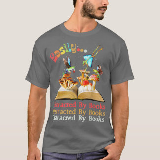 Easily Distracted by Books Mushroom Frog Fairy Dar T-Shirt