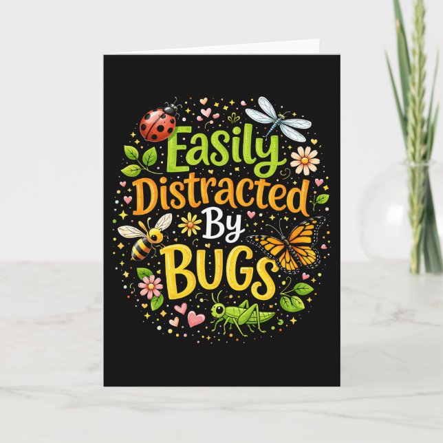 Easily Distracted by Bugs Holiday Card (Front)