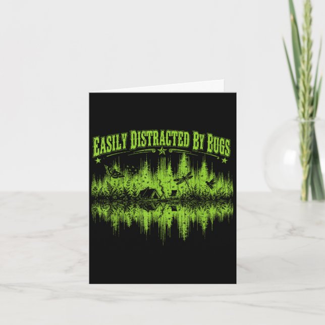 Easily distracted by bugs vintage shirt camping card (Front)
