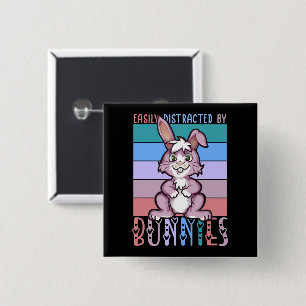 Easily Distracted by Bunnies Cute Bunny Lover 15 Cm Square Badge
