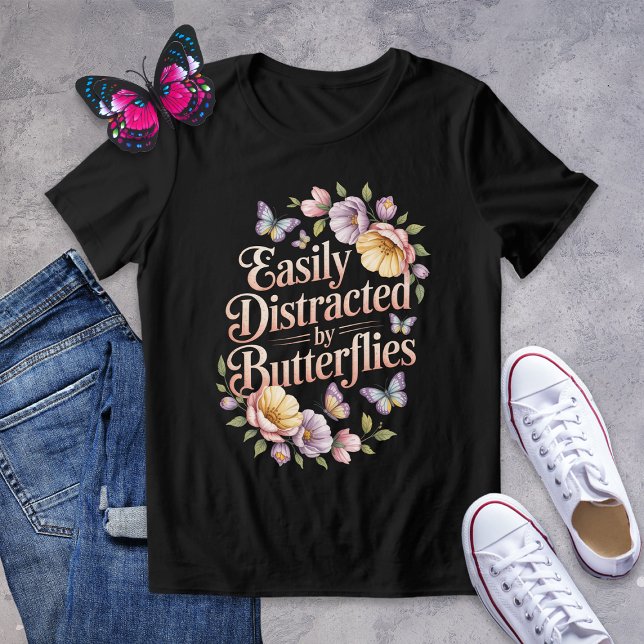 Easily Distracted by Butterflies Floral Shirt (Creator Uploaded)