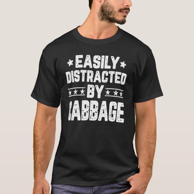 Easily Distracted By Cabbage Vegetarian Vegetable T-Shirt (Front)
