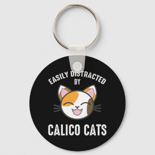 Easily Distracted By Calico Cats Key Ring