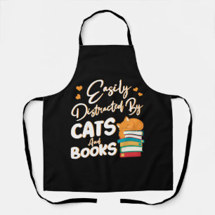 Easily Distracted by Cats and Books Apron