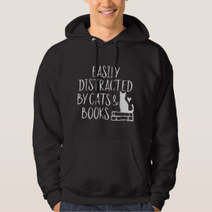 Easily Distracted by Cats and Books - Cute Book Lo Hoodie