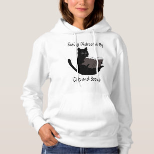 Easily Distracted By Cats And Books, Cute Cat Gift Hoodie