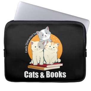 Easily Distracted By Cats And Books T-Shirt Laptop Sleeve