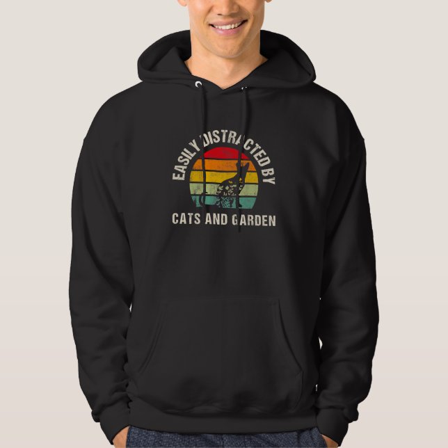 Easily distracted by Cats and garden  Cat Garden Hoodie (Front)