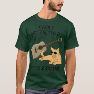 Easily Distracted By Cats And Guitar Cat, Gift For T-Shirt