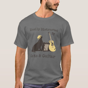 Easily Distracted By Cats And Guitar T-Shirt