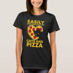 Easily Distracted By Cats And Pizza Cat Kitten T-Shirt