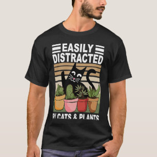 Easily Distracted By Cats And Plants Vintage Garde T-Shirt