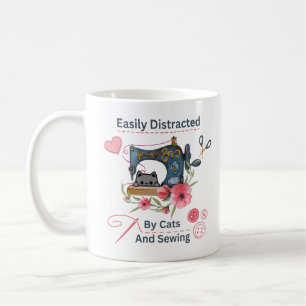 Easily Distracted By Cats And Sewing Machine Lover Coffee Mug