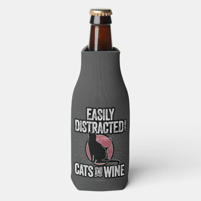 Easily Distracted by Cats and Wine Bottle Cooler (Bottle Front)