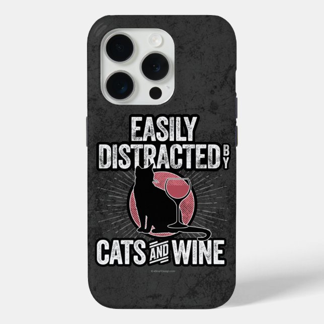 Easily Distracted by Cats and Wine Case-Mate iPhon iPhone Case (Back)