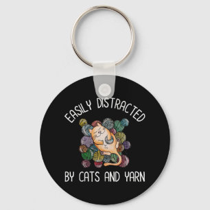Easily Distracted By Cats And Yarn Key Ring