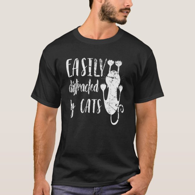 Easily Distracted By Cats Cat T-Shirt (Front)
