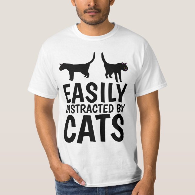 EASILY DISTRACTED BY CATS CAT T-SHIRTS (Front)