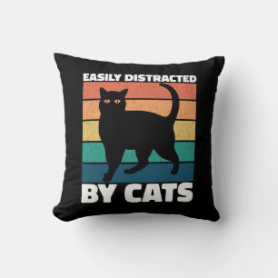 Easily Distracted By Cats Cute Kitten Cat Owner  Cushion