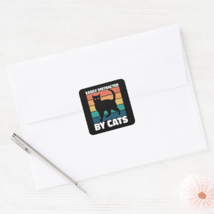 Easily Distracted By Cats Cute Kitten Cat Owner Square Sticker