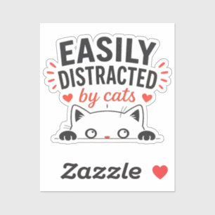 Easily Distracted by Cats Cute Minimal Cat Lover 