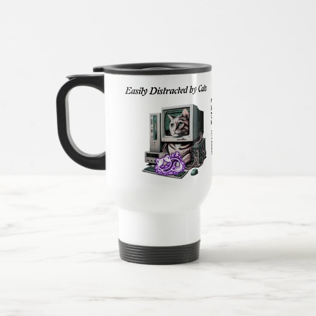 Easily Distracted by Cats – Funny Cat Mug   (Left)