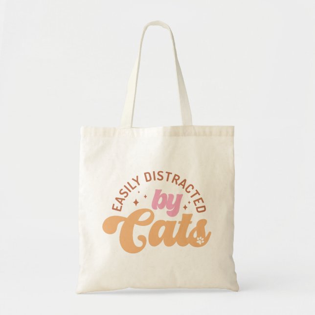 Easily Distracted By Cats Tote Bag (Front)