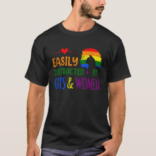 Easily Distracted By Cats Women LGBTQ Lesbian Prid T-Shirt
